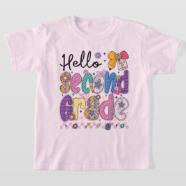 Hello Second Grade Coquette Bow Teacher Girl T Shirt