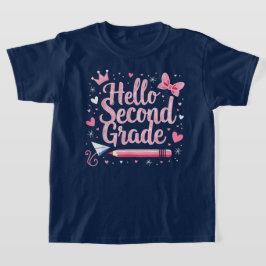 Hello Second Grade Coquette Bow Teacher Girl T Shirt