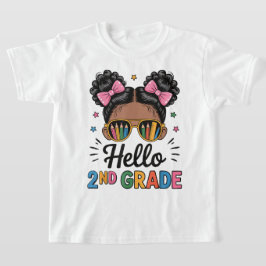Hello Second Grade Coquette Bow Teacher Girl T Shirt