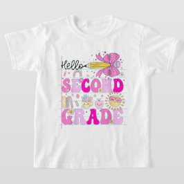 Hello Second Grade Coquette Bow Teacher Girl T Shirt