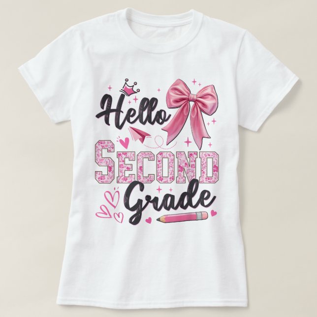 Hello Second Grade First Day Of School Coquette Te T Shirt (Design framsida)