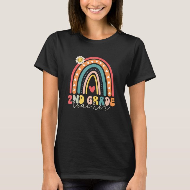 Hello Second Grade Rainbow Back To School 2nd Grad T Shirt (Framsida)
