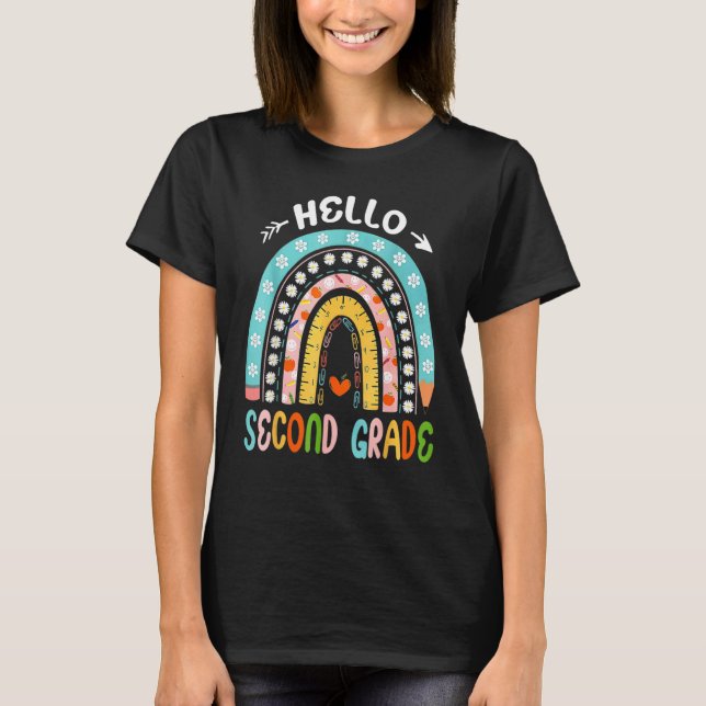Hello Second Grade Rainbow Teacher Team 2nd Grade  T Shirt (Framsida)