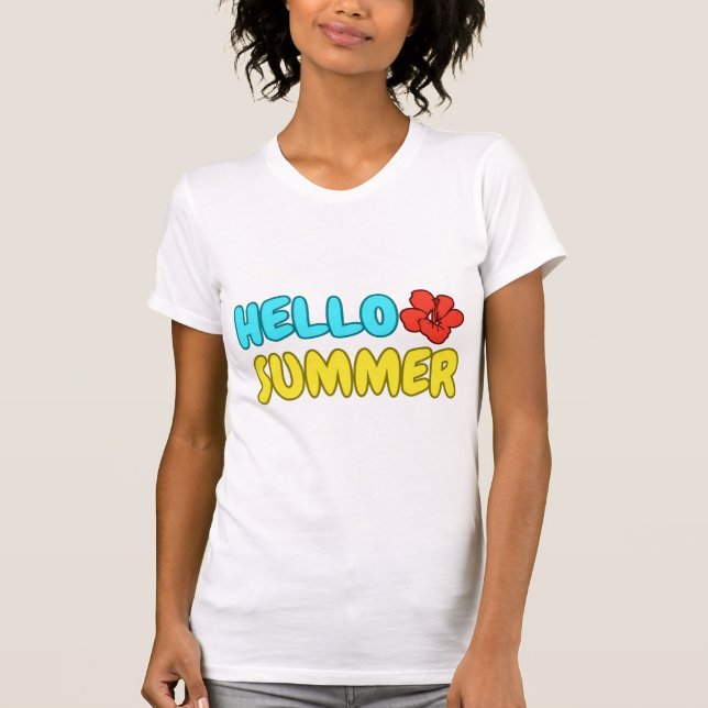 Hello Sommar Slank Fit T-Shirt (Framsida)