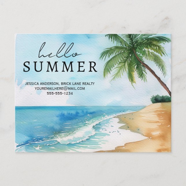 Hello Sommarbusskontaktinfo Real Estate Vykort (Framsida)