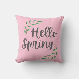 Hello Spring Floral Pastel Springtime Decor Kudde