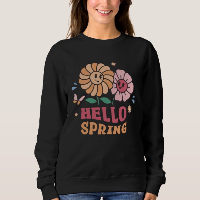 Hello Spring  Flowers  Sunshine  Easter Day T Shirt (Framsida)