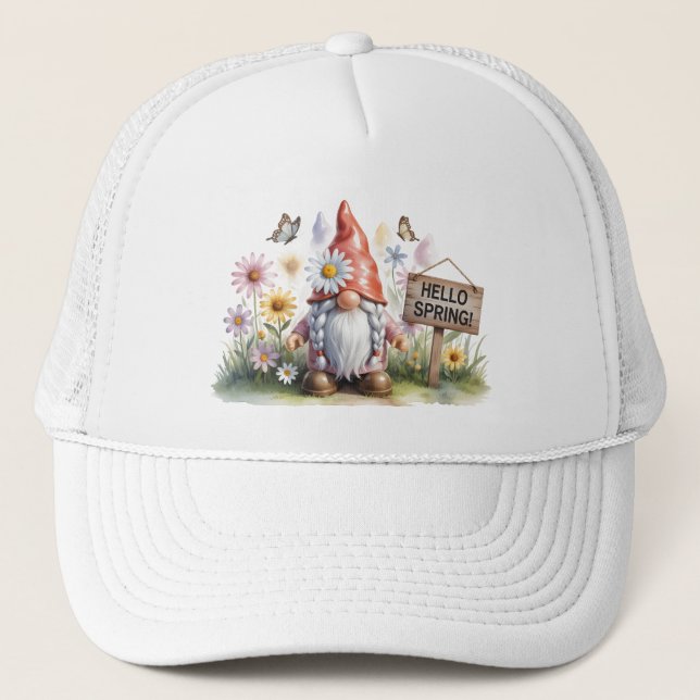 Hello Spring Garden Gnome: Cute Gnome with Braids Keps (Framsida)