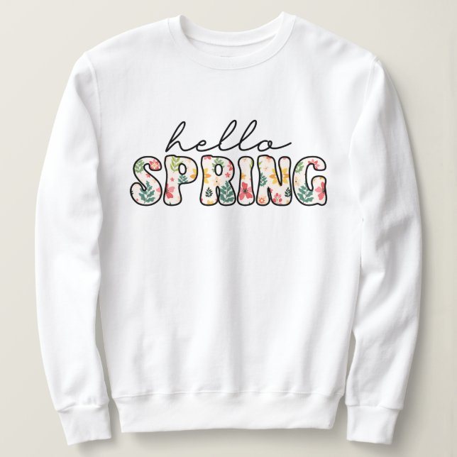 Hello spring Retro floral  T Shirt (Design framsida)