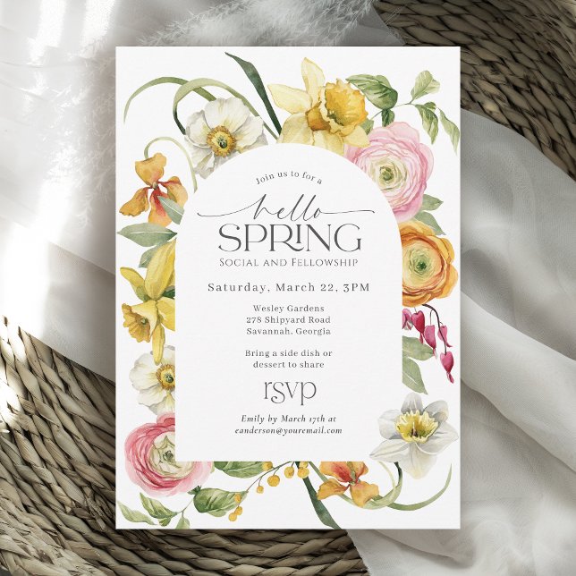 Hello Spring Social Event Sunny Floral  Inbjudningar (Skapare uppladdad)