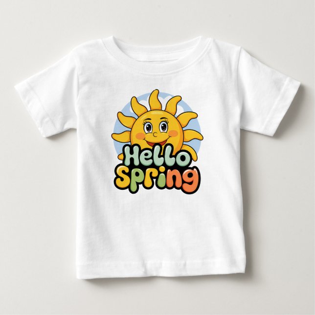 Hello Spring : Soleil Souriant et Ciel Bleu T Shirt (Framsida)