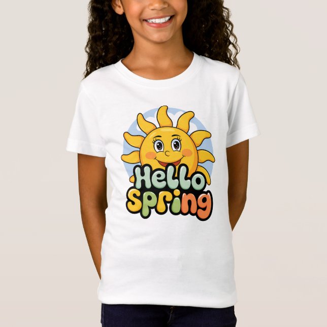Hello Spring : Soleil Souriant et Ciel Bleu T Shirt (Framsida)