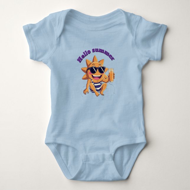 Hello summer  baby bodysuit t shirt (Framsida)