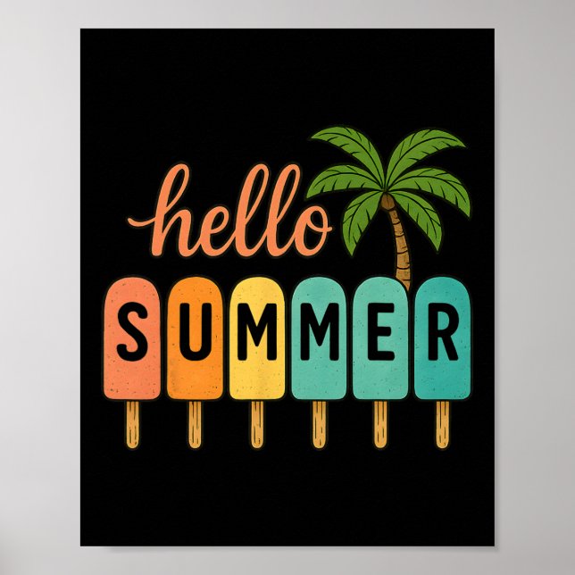 Hello Summer Beach Vacation Ice Cream Popsicle Gif Poster (Framsidan)
