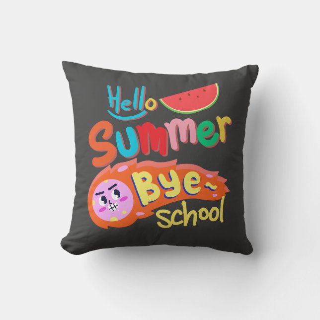 Hello Summer Bye School Throw Pillow Kudde (Framsida)