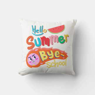 Hello Summer Bye School Throw Pillow Kudde