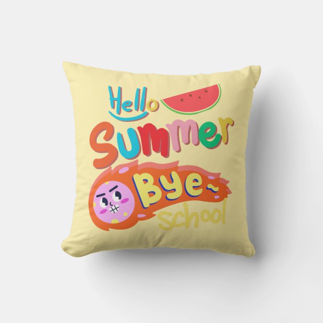 Hello Summer Bye School Throw Pillow Kudde (Framsida)