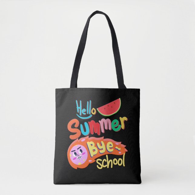 Hello Summer Bye School Tote Bag Art Tygkasse (Framsida)