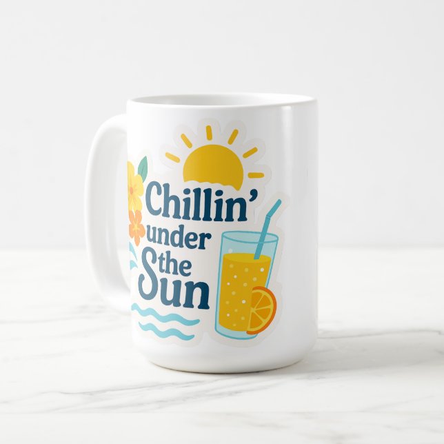 Hello Summer – Chillin’ the Sun Sticker for Mugs  Kaffemugg (Framsida vänster)