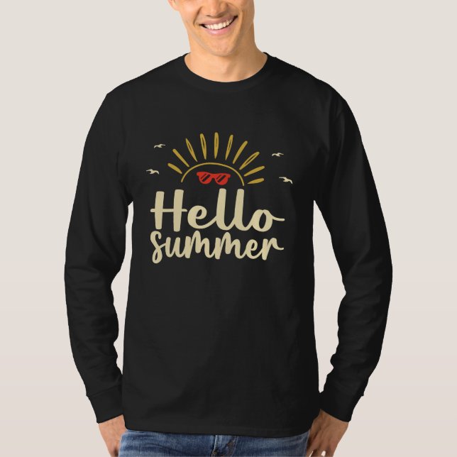 Hello Summer Feeling Tropical Beach Summer Vacatio T Shirt (Framsida)