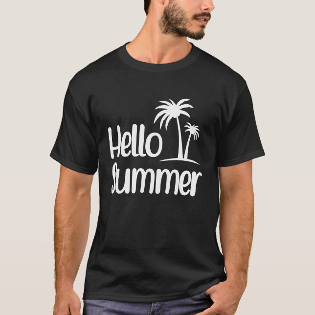 Hello Summer Feeling Tropical Beach Summer Vacatio T Shirt (Framsida)