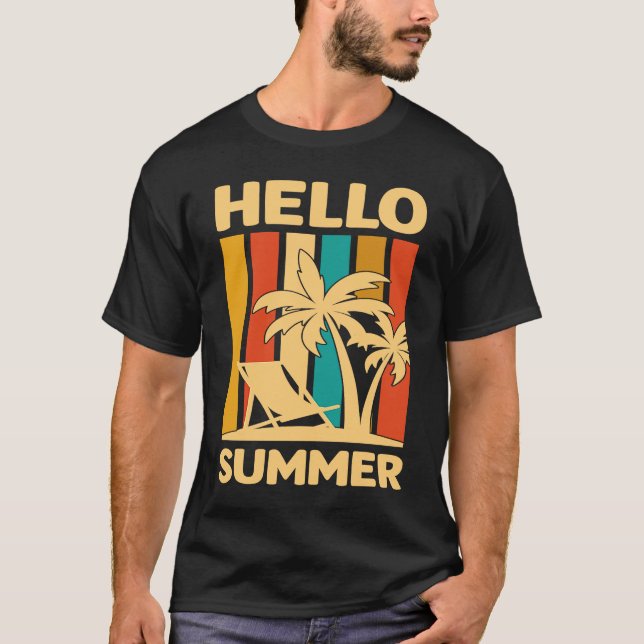 Hello Summer Feeling Tropical Beach Summer Vacatio T Shirt (Framsida)