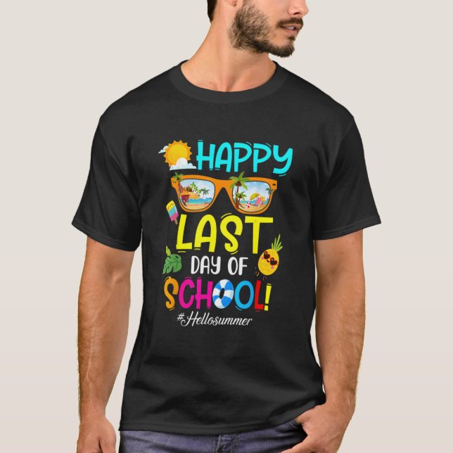 Hello Summer Happy Last Day Of School Teacher Stud T Shirt (Framsida)