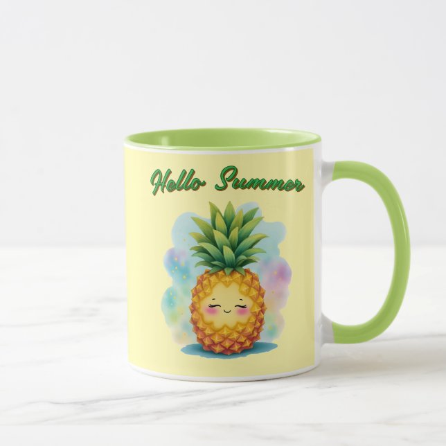 Hello Summer Happy Pineapple Coffee Mug Mugg (Höger)