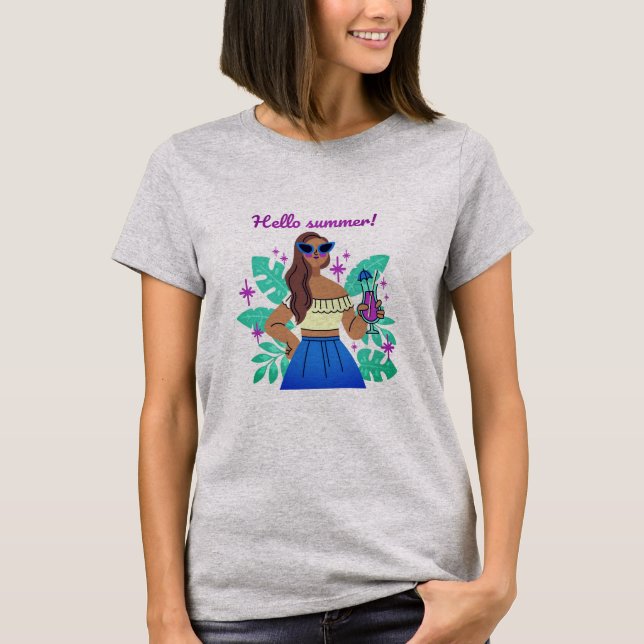 Hello Summer Kvinnors T-Shirt (Framsida)