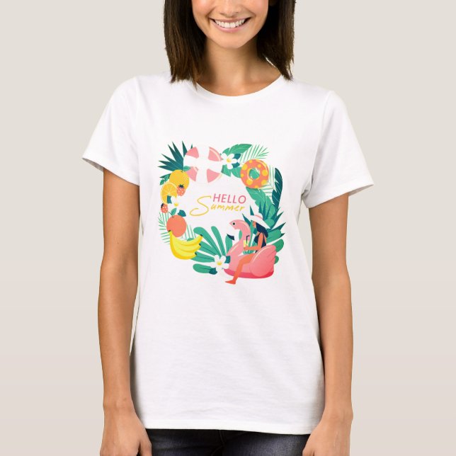 Hello Summer Kvinnors T-Shirt (Framsida)