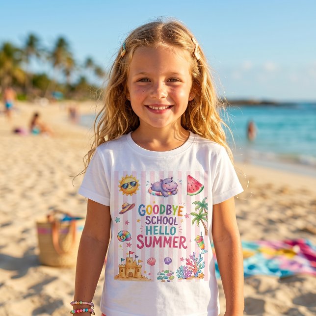Hello Summer Party Ränder T-Shirt  (Skapare uppladdad)