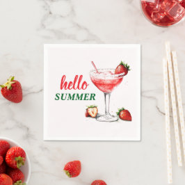 Hello Summer | Strawberry Cocktail Paper Napkins Pappersservett