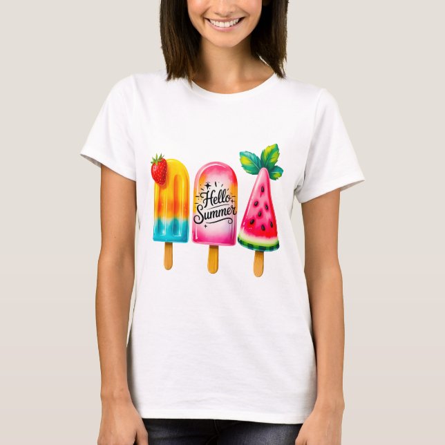 Hello Summer  T Shirt (Framsida)