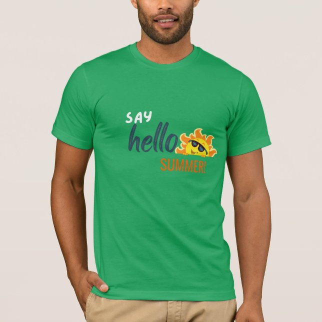 Hello Summer T-Shirt – Modern Graphic Tee for Beac (Framsida)