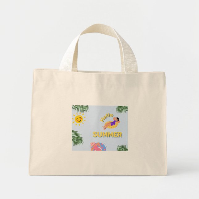 Hello summer tote bag mini tygkasse (Framsidan)