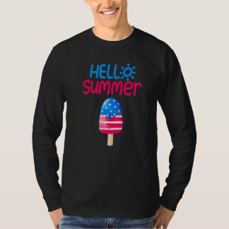 Hello Summer Vacation Popsicle Ice Cream Ice Lolly T Shirt