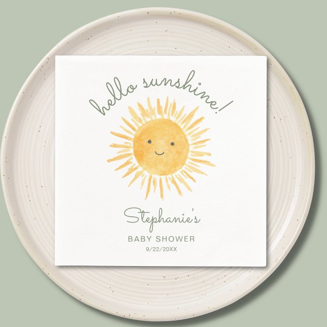 Hello Sunshine Baby Shower Pappersservett (Skapare uppladdad)