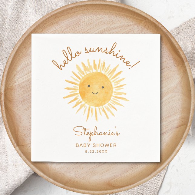 Hello Sunshine Baby Shower Pappersservett (Skapare uppladdad)