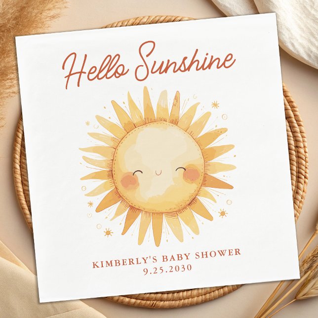 Hello Sunshine Boho Sun Gender Neutral Baby Shower Pappersservett (Skapare uppladdad)