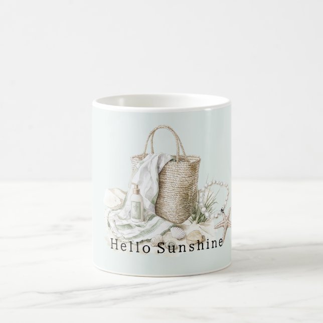 Hello Sunshine Mint Beach Shells Starfish Bag Kaffemugg (Center)