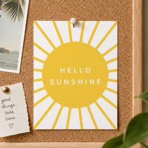 Hello Sunshine Postkort   Solstråle Positivt Medde Vykort