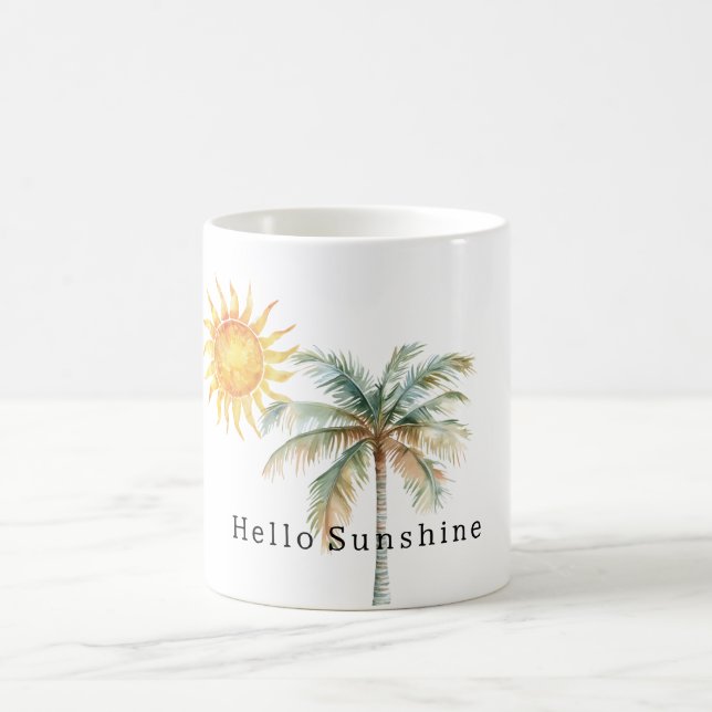 Hello Sunshine Tropical Palm Tree Kaffemugg (Center)