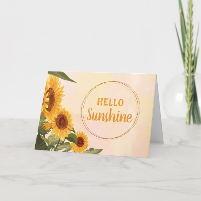 Hello Sunshine Watercolor Sunflower Notecards Tack Kort (Framsida)