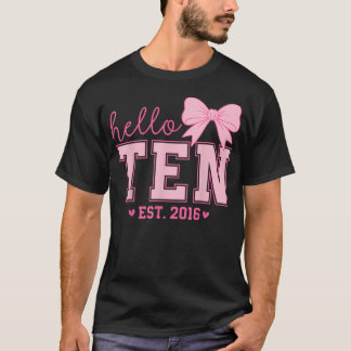 Hello Ten Est 2016 Coquette Bow 10-årsdag T Shirt