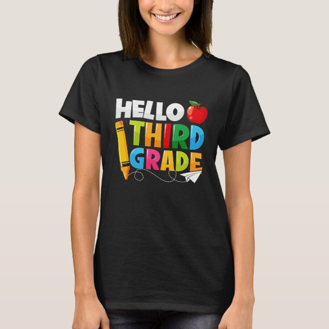 Hello Third Grade  3rd Grade Back To School Kids T Shirt (Framsida)