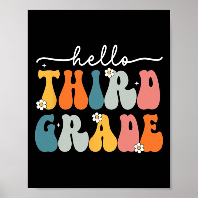 Hello Third Grade Byck To School 3rd Grade Teacher Poster (Framsidan)