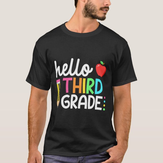 Hello Third Grade Team 3rd Grade Byck To School Te T Shirt (Framsida)