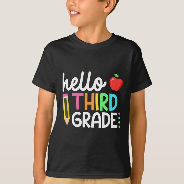 Hello Third Grade Team 3rd Grade Byck To School Te T Shirt (Framsida)
