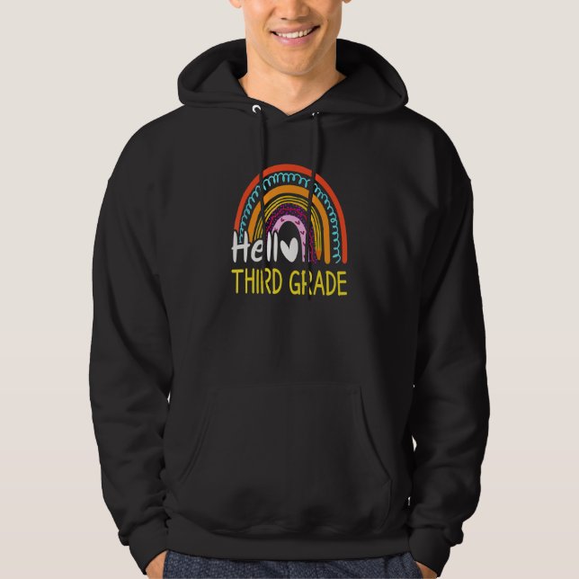 Hello Third Grade Team 3rd Graderainbow Welcome Ba Hoodie (Framsida)