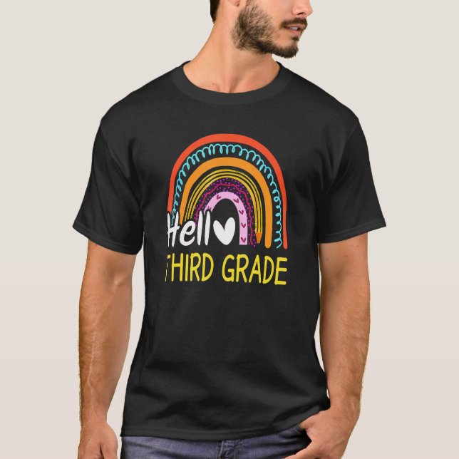 Hello Third Grade Team 3rd Graderainbow Welcome Ba T Shirt (Framsida)